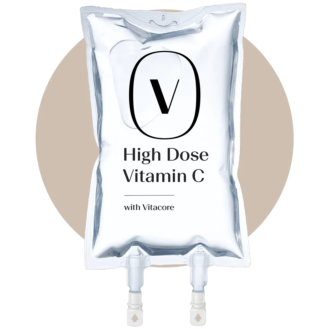 High Dose Vitamin C IV Therapy bag from Vitalounge, offering IV therapy, IV infusions, and IV drips in Orlando, Winter Park, Lake Nona, Lake Mary, O-Town, and Winter Garden for enhanced immunity and well-being.