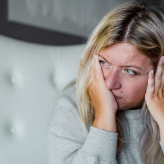 Unhappy woman thinking about health problems Mental health overweight problems
