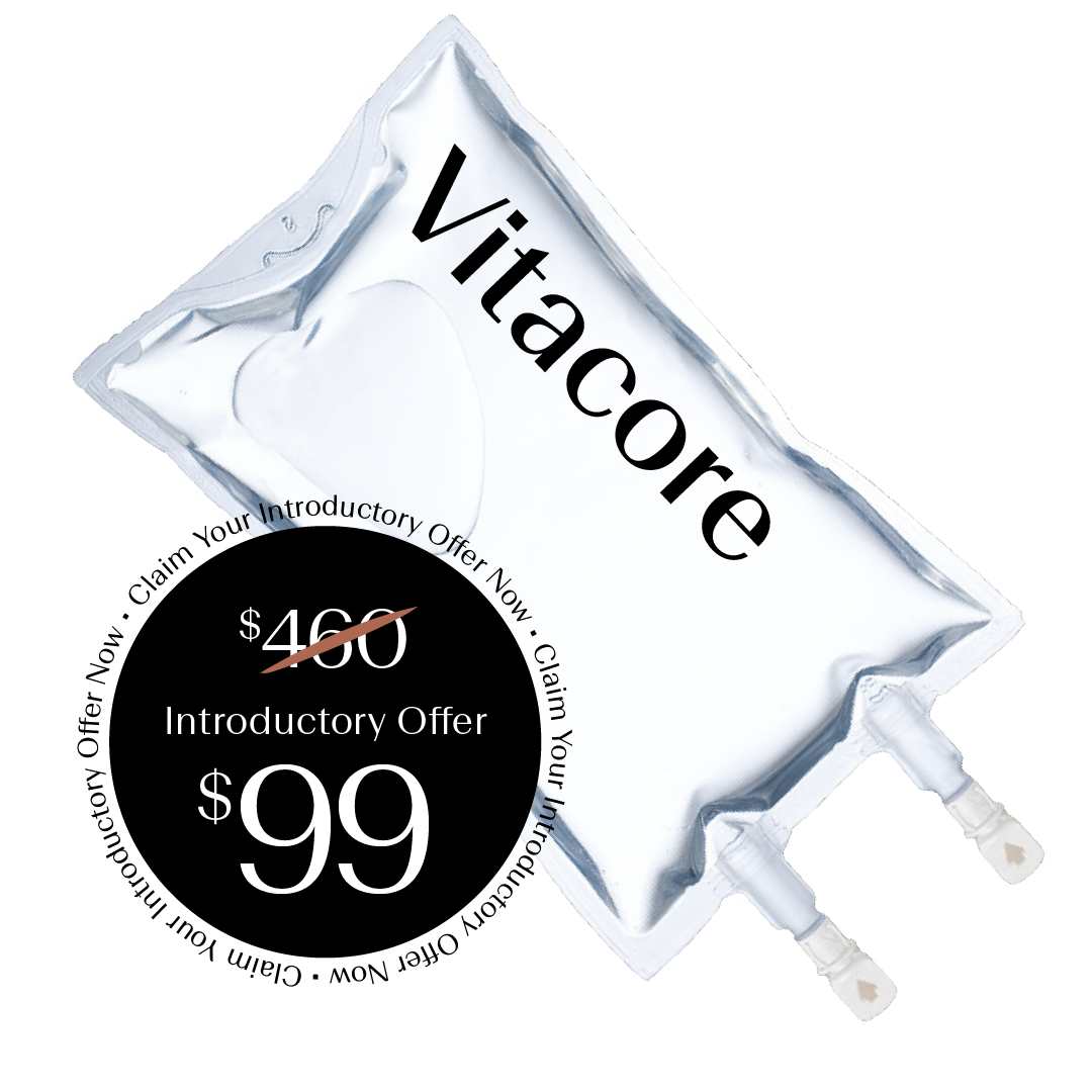 Vitacore Intro Offer Picture of Vitacore IV treatment in Orlando, Winter Park, Lake Mary, Lake Nona, and Winter Garden